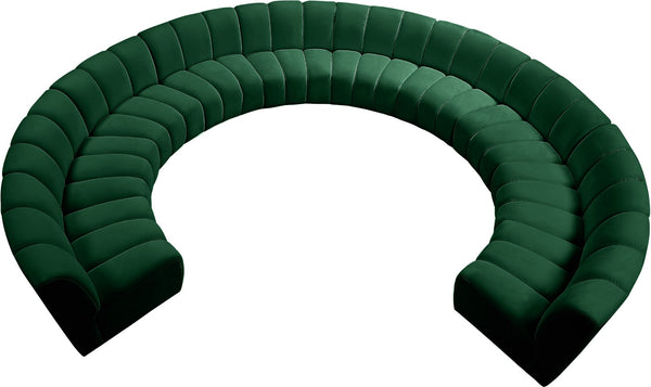 Infinity Velvet / Engineered Wood / Foam Contemporary Green Velvet 10pc. Modular Sectional - 183" W x 157" D x 33" H