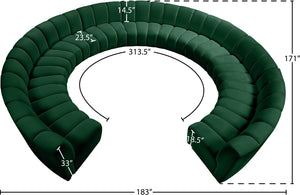 Infinity Velvet / Engineered Wood / Foam Contemporary Green Velvet 11pc. Modular Sectional - 183" W x 171" D x 33" H