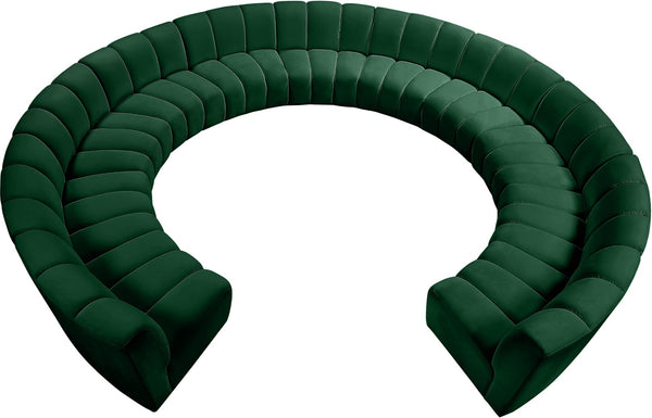 Infinity Velvet / Engineered Wood / Foam Contemporary Green Velvet 11pc. Modular Sectional - 183" W x 171" D x 33" H