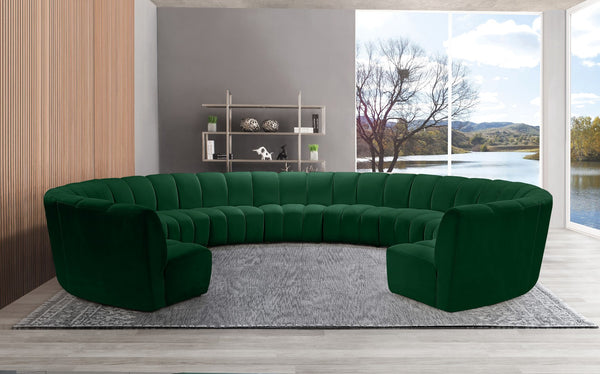 Infinity Velvet / Engineered Wood / Foam Contemporary Green Velvet 11pc. Modular Sectional - 183" W x 171" D x 33" H