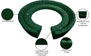 Infinity Velvet / Engineered Wood / Foam Contemporary Green Velvet 12pc. Modular Sectional - 183" W x 181" D x 33" H