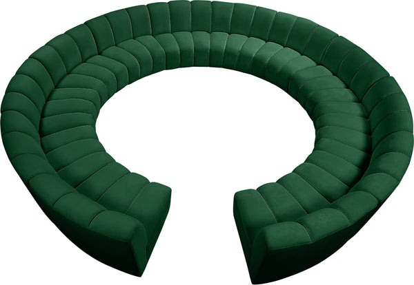 Infinity Velvet / Engineered Wood / Foam Contemporary Green Velvet 12pc. Modular Sectional - 183" W x 181" D x 33" H