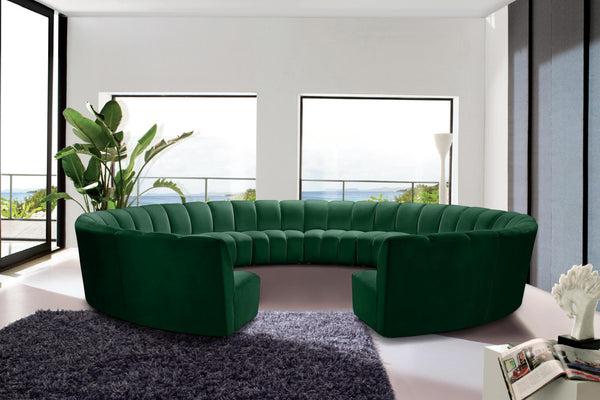 Infinity Velvet / Engineered Wood / Foam Contemporary Green Velvet 12pc. Modular Sectional - 183" W x 181" D x 33" H