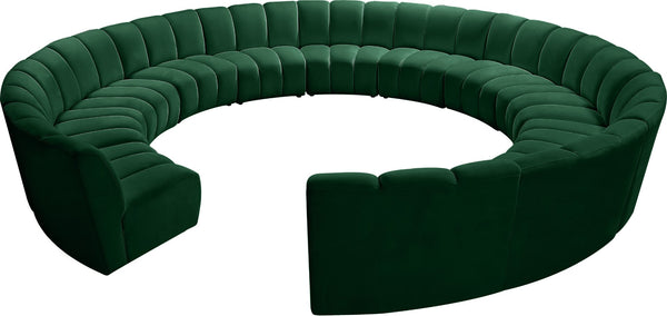 Infinity Velvet / Engineered Wood / Foam Contemporary Green Velvet 12pc. Modular Sectional - 183" W x 181" D x 33" H