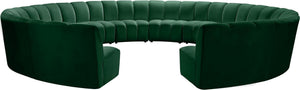 Infinity Velvet / Engineered Wood / Foam Contemporary Green Velvet 12pc. Modular Sectional - 183" W x 181" D x 33" H