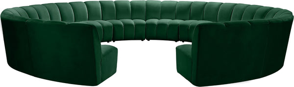 Infinity Velvet / Engineered Wood / Foam Contemporary Green Velvet 12pc. Modular Sectional - 183" W x 181" D x 33" H