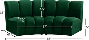 Infinity Velvet / Engineered Wood Contemporary Green Velvet 2pc. Modular Sectional - 83" W x 41" D x 33" H
