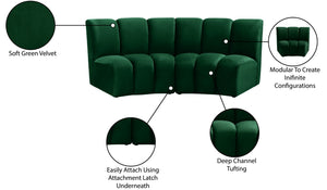 Infinity Velvet / Engineered Wood Contemporary Green Velvet 2pc. Modular Sectional - 83" W x 41" D x 33" H