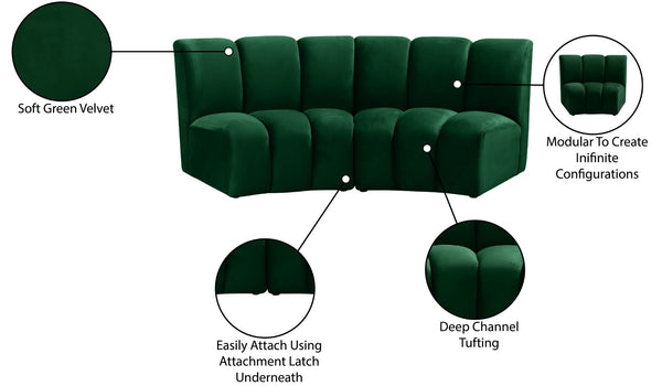 Infinity Velvet / Engineered Wood Contemporary Green Velvet 2pc. Modular Sectional - 83" W x 41" D x 33" H