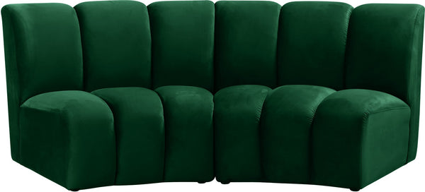 Infinity Velvet / Engineered Wood Contemporary Green Velvet 2pc. Modular Sectional - 83" W x 41" D x 33" H