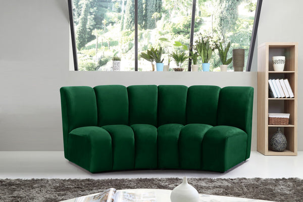 Infinity Velvet / Engineered Wood Contemporary Green Velvet 2pc. Modular Sectional - 83" W x 41" D x 33" H