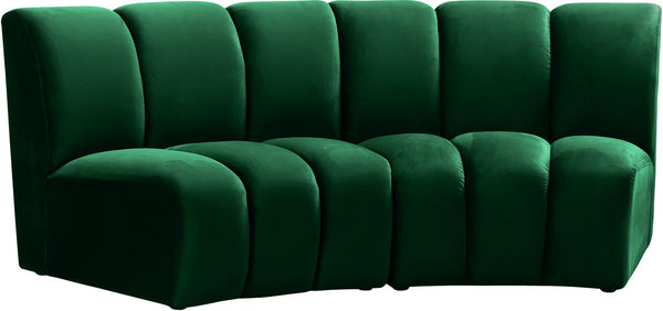 Infinity Velvet / Engineered Wood Contemporary Green Velvet 2pc. Modular Sectional - 83" W x 41" D x 33" H