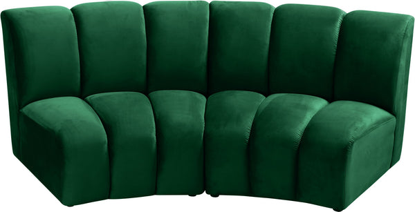 Infinity Velvet / Engineered Wood Contemporary Green Velvet 2pc. Modular Sectional - 83" W x 41" D x 33" H