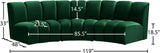 Infinity Velvet / Engineered Wood Contemporary Green Velvet 3pc. Modular Sectional - 119" W x 48" D x 33" H