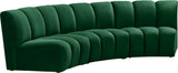 Infinity Velvet / Engineered Wood Contemporary Green Velvet 3pc. Modular Sectional - 119" W x 48" D x 33" H