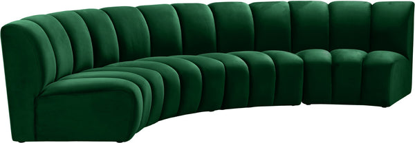 Infinity Velvet / Engineered Wood Contemporary Green Velvet 4pc. Modular Sectional - 148" W x 59" D x 33" H