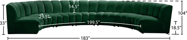 Infinity Velvet / Engineered Wood / Foam Contemporary Green Velvet 7pc. Modular Sectional - 183" W x 104" D x 33" H