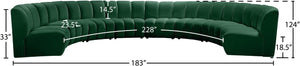 Infinity Velvet / Engineered Wood / Foam Contemporary Green Velvet 8pc. Modular Sectional - 183" W x 124" D x 33" H