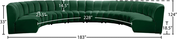 Infinity Velvet / Engineered Wood / Foam Contemporary Green Velvet 8pc. Modular Sectional - 183" W x 124" D x 33" H