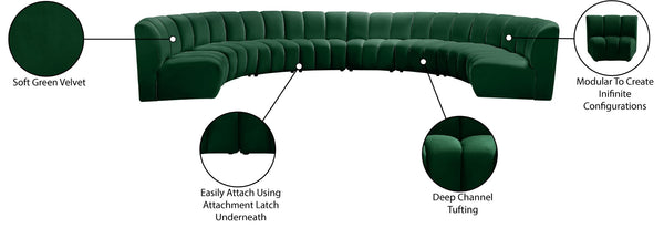 Infinity Velvet / Engineered Wood / Foam Contemporary Green Velvet 8pc. Modular Sectional - 183" W x 124" D x 33" H