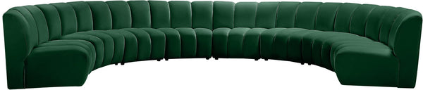 Infinity Velvet / Engineered Wood / Foam Contemporary Green Velvet 8pc. Modular Sectional - 183" W x 124" D x 33" H
