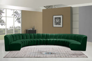 Infinity Velvet / Engineered Wood / Foam Contemporary Green Velvet 8pc. Modular Sectional - 183" W x 124" D x 33" H