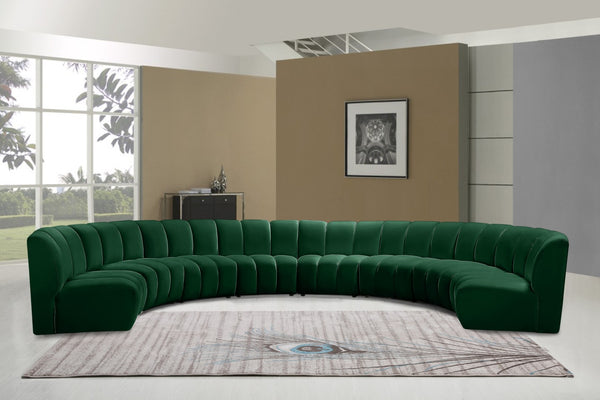 Infinity Velvet / Engineered Wood / Foam Contemporary Green Velvet 8pc. Modular Sectional - 183" W x 124" D x 33" H