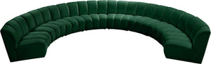 Infinity Velvet / Engineered Wood / Foam Contemporary Green Velvet 8pc. Modular Sectional - 183" W x 124" D x 33" H