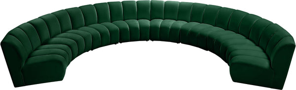 Infinity Velvet / Engineered Wood / Foam Contemporary Green Velvet 8pc. Modular Sectional - 183" W x 124" D x 33" H