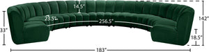 Infinity Velvet / Engineered Wood / Foam Contemporary Green Velvet 9pc. Modular Sectional - 183" W x 142" D x 33" H