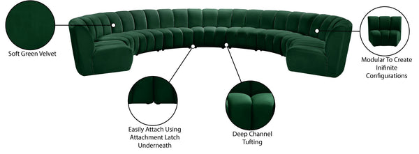 Infinity Velvet / Engineered Wood / Foam Contemporary Green Velvet 9pc. Modular Sectional - 183" W x 142" D x 33" H
