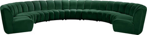 Infinity Velvet / Engineered Wood / Foam Contemporary Green Velvet 9pc. Modular Sectional - 183" W x 142" D x 33" H