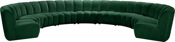 Infinity Velvet / Engineered Wood / Foam Contemporary Green Velvet 9pc. Modular Sectional - 183" W x 142" D x 33" H