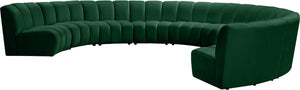 Infinity Velvet / Engineered Wood / Foam Contemporary Green Velvet 9pc. Modular Sectional - 183" W x 142" D x 33" H