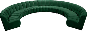 Infinity Velvet / Engineered Wood / Foam Contemporary Green Velvet 9pc. Modular Sectional - 183" W x 142" D x 33" H