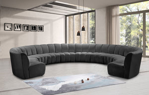 Infinity Velvet / Engineered Wood / Foam Contemporary Grey Velvet 10pc. Modular Sectional - 183" W x 157" D x 33" H