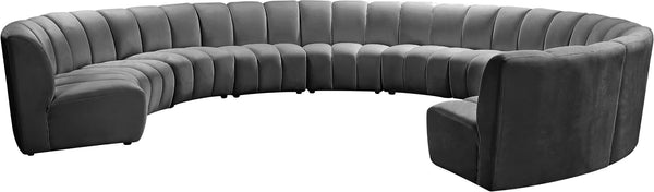 Infinity Velvet / Engineered Wood / Foam Contemporary Grey Velvet 10pc. Modular Sectional - 183" W x 157" D x 33" H