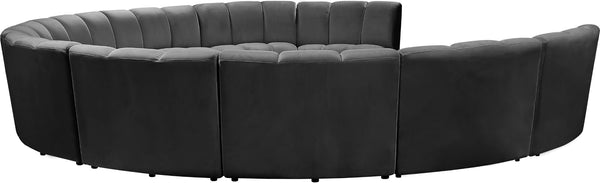 Infinity Velvet / Engineered Wood / Foam Contemporary Grey Velvet 10pc. Modular Sectional - 183" W x 157" D x 33" H