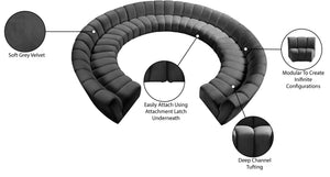 Infinity Velvet / Engineered Wood / Foam Contemporary Grey Velvet 11pc. Modular Sectional - 183" W x 171" D x 33" H