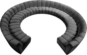 Infinity Velvet / Engineered Wood / Foam Contemporary Grey Velvet 11pc. Modular Sectional - 183" W x 171" D x 33" H