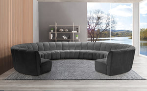 Infinity Velvet / Engineered Wood / Foam Contemporary Grey Velvet 11pc. Modular Sectional - 183" W x 171" D x 33" H
