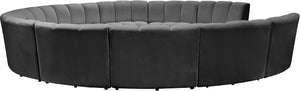 Infinity Velvet / Engineered Wood / Foam Contemporary Grey Velvet 11pc. Modular Sectional - 183" W x 171" D x 33" H