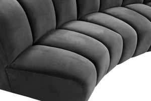 Infinity Velvet / Engineered Wood / Foam Contemporary Grey Velvet 12pc. Modular Sectional - 183" W x 181" D x 33" H