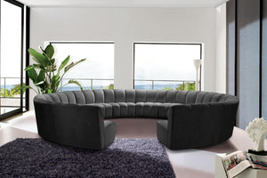 Infinity Velvet / Engineered Wood / Foam Contemporary Grey Velvet 12pc. Modular Sectional - 183" W x 181" D x 33" H
