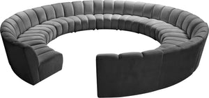 Infinity Velvet / Engineered Wood / Foam Contemporary Grey Velvet 12pc. Modular Sectional - 183" W x 181" D x 33" H