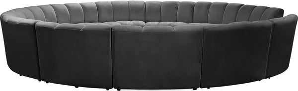 Infinity Velvet / Engineered Wood / Foam Contemporary Grey Velvet 12pc. Modular Sectional - 183" W x 181" D x 33" H