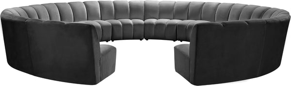 Infinity Velvet / Engineered Wood / Foam Contemporary Grey Velvet 12pc. Modular Sectional - 183" W x 181" D x 33" H