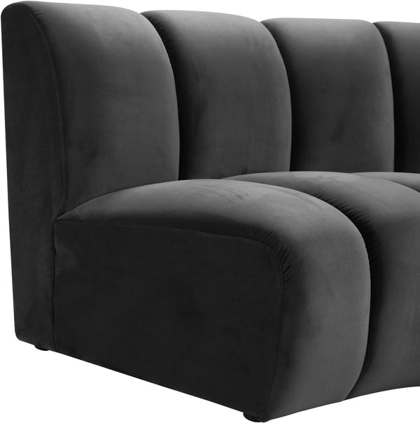 Infinity Velvet / Engineered Wood / Foam Contemporary Grey Velvet 12pc. Modular Sectional - 183" W x 181" D x 33" H