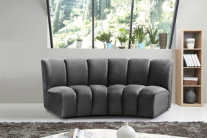 Infinity Velvet / Engineered Wood Contemporary Grey Velvet 2pc. Modular Sectional - 83" W x 41" D x 33" H