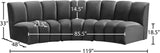 Infinity Velvet / Engineered Wood Contemporary Grey Velvet 3pc. Modular Sectional - 119" W x 48" D x 33" H